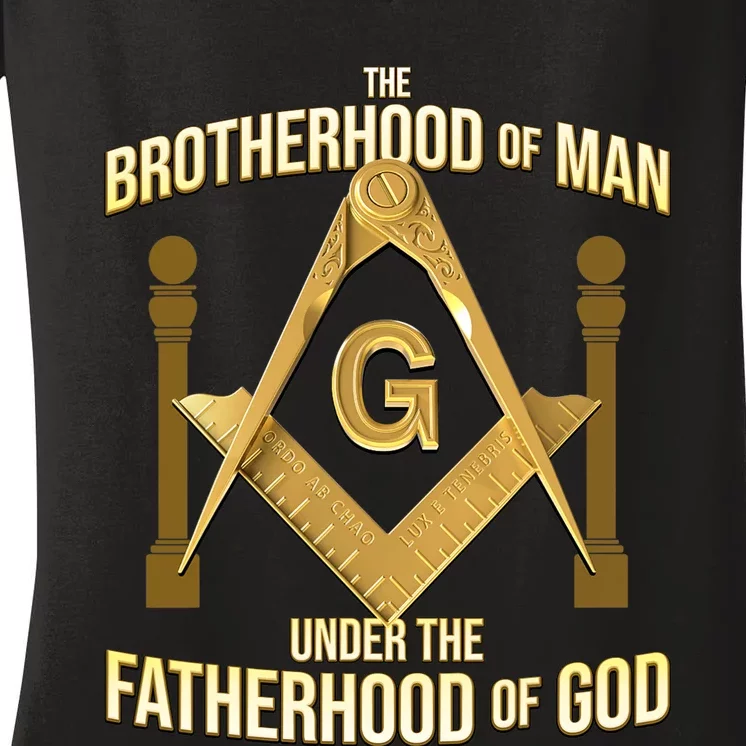 Masonic Fatherhood Square & Compass Freemason Women's V-Neck T-Shirt