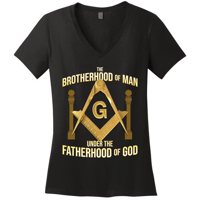 Masonic Fatherhood Square & Compass Freemason Women's V-Neck T-Shirt