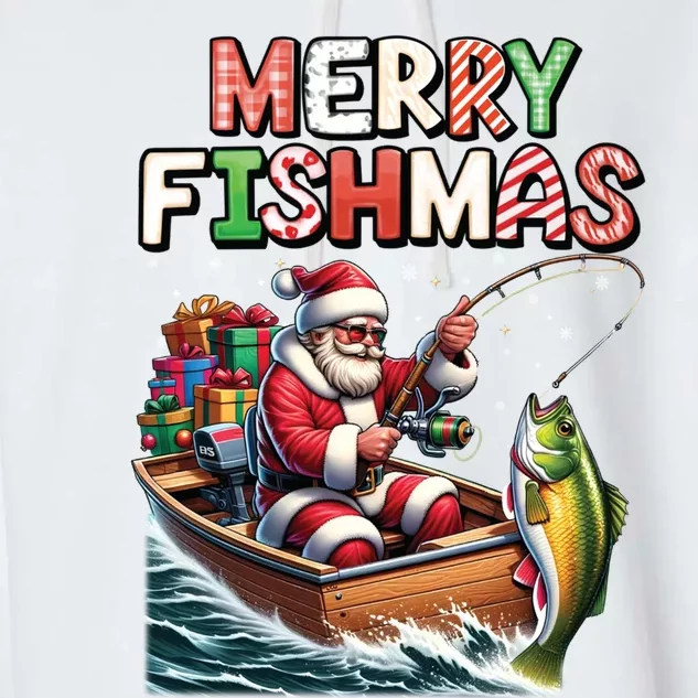 Merry Fishmas Santa Fishing Lovers Funny Fisherman Christmas Garment-Dyed Fleece Hoodie