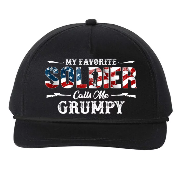 My Favorite Soldier Calls Me Grumpy Gift Fathers Day Gift Snapback Five-Panel Rope Hat