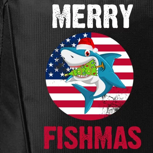 Merry Fishmas Shark America Christmas City Backpack