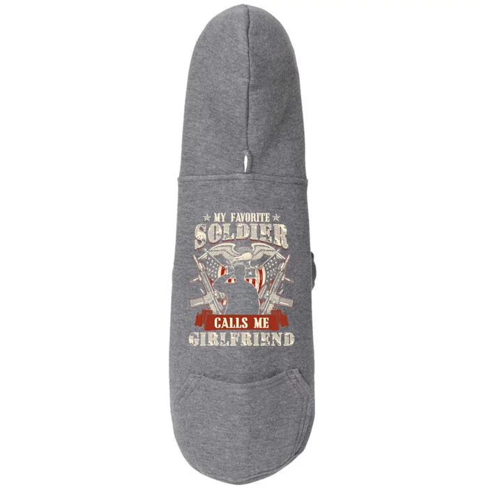 My Favorite Soldier Calls Me Friend Proud Army Family Gift Doggie 3-End Fleece Hoodie