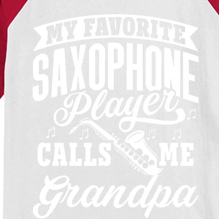 My Favorite Saxophone Player Calls Me Grandpa Kids Colorblock Raglan Jersey