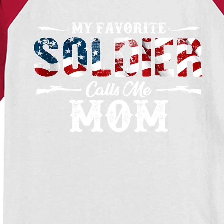 My Favorite Soldier Calls Me Mom Gift Fathers Day Gift Kids Colorblock Raglan Jersey