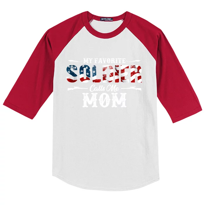 My Favorite Soldier Calls Me Mom Gift Fathers Day Gift Kids Colorblock Raglan Jersey