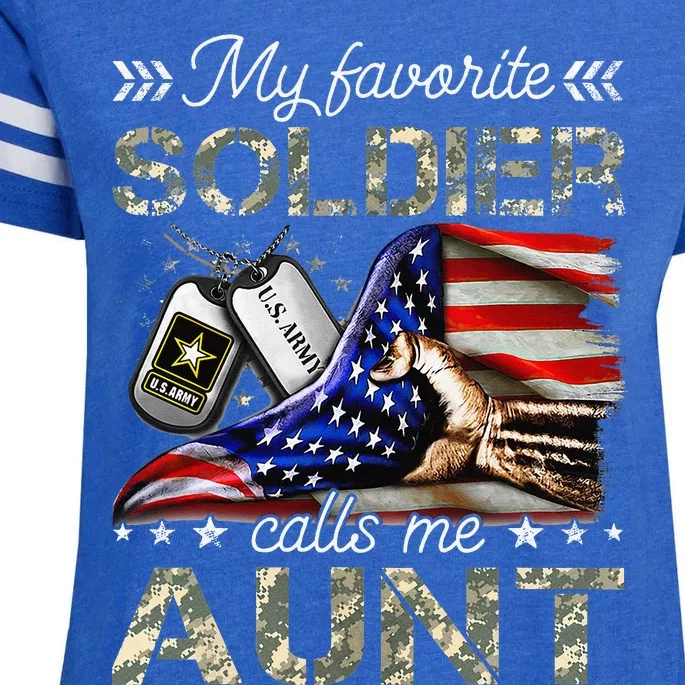 My Favorite Soldier Calls Me Aunt Proud Army Aunt Enza Ladies Jersey Football T-Shirt