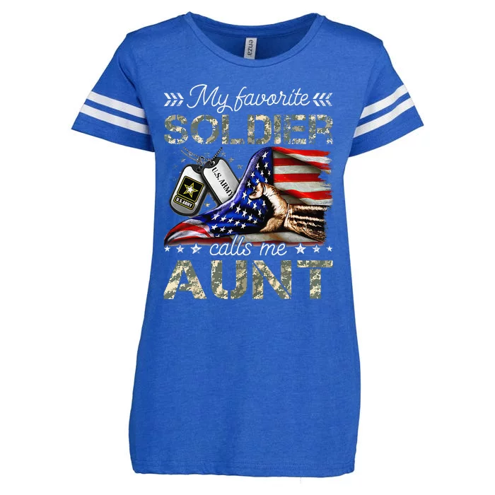 My Favorite Soldier Calls Me Aunt Proud Army Aunt Enza Ladies Jersey Football T-Shirt