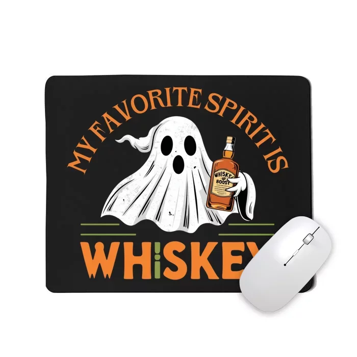 My Favorite Spirit Is Whiskey Funny Halloween Design Mousepad