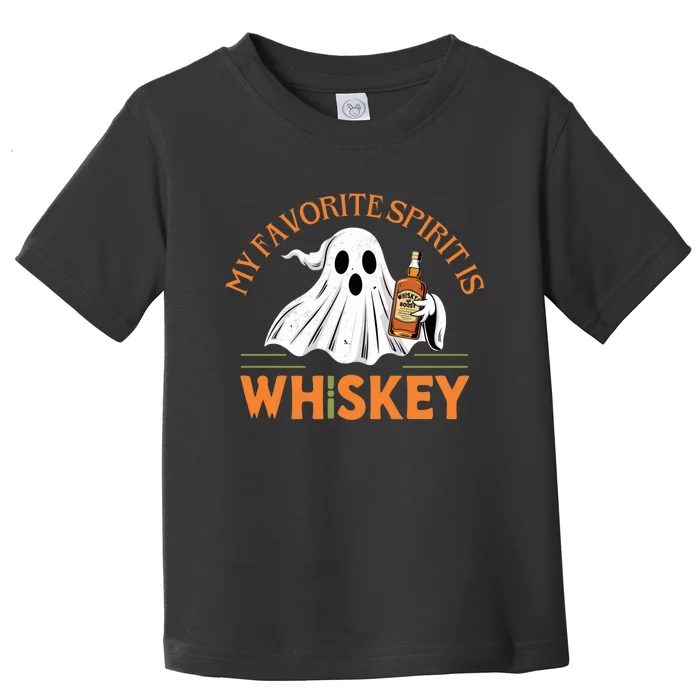 My Favorite Spirit Is Whiskey Funny Halloween Design Toddler T-Shirt