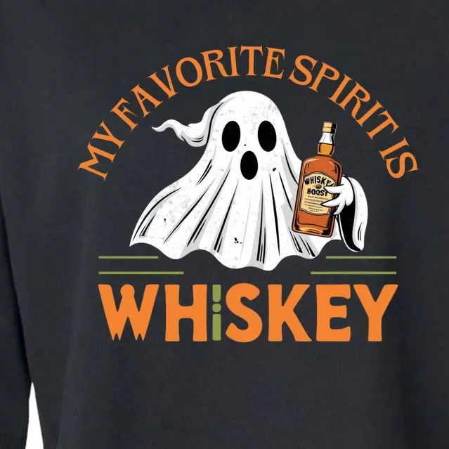 My Favorite Spirit Is Whiskey Funny Halloween Design Cropped Pullover Crew