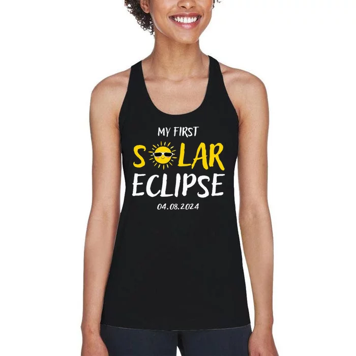 My First Total Solar Eclipse April 8th Eclipse Women's Racerback Tank