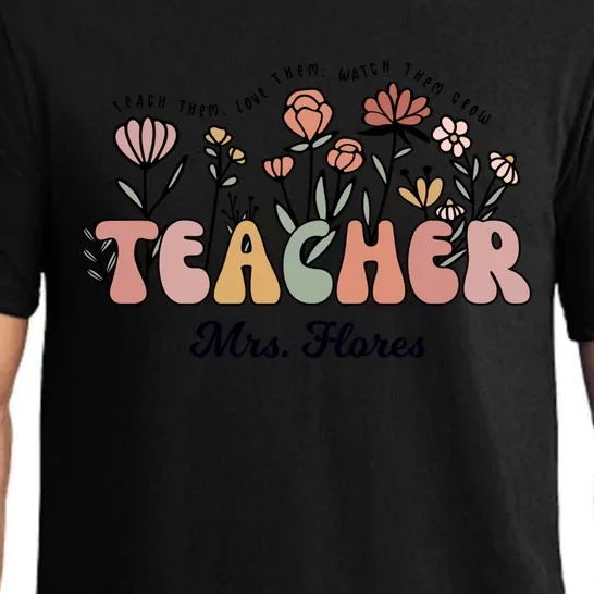 Mrs Flores Teacher Wildflower Back To School Gift Pajama Set