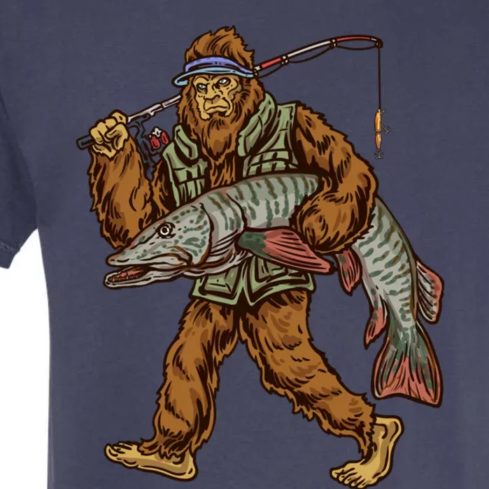 Muskie Fishing Tiger Musky Hunting Bigfoot Fisher Cool Gift Garment-Dyed Heavyweight T-Shirt