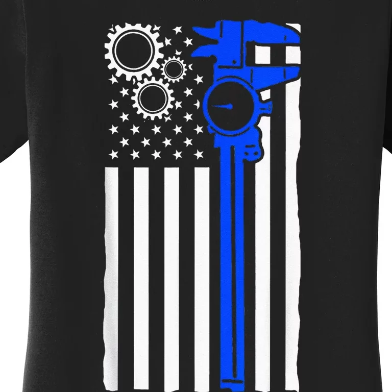 Machinist Flag Tools CNC Machine Operator Machining Women's T-Shirt