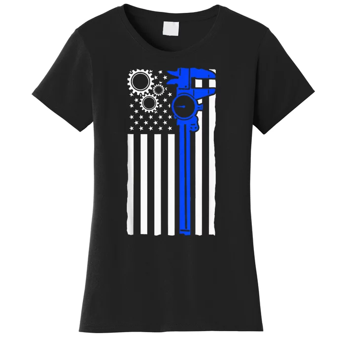 Machinist Flag Tools CNC Machine Operator Machining Women's T-Shirt