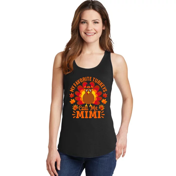 My Favorite Turkeys Call Me Mimi Funny Thanksgiving Ladies Essential Tank