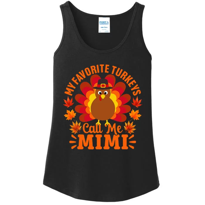 My Favorite Turkeys Call Me Mimi Funny Thanksgiving Ladies Essential Tank