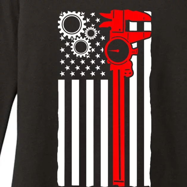 Machinist Flag Tools CNC Machine Operator Machining Womens CVC Long Sleeve Shirt