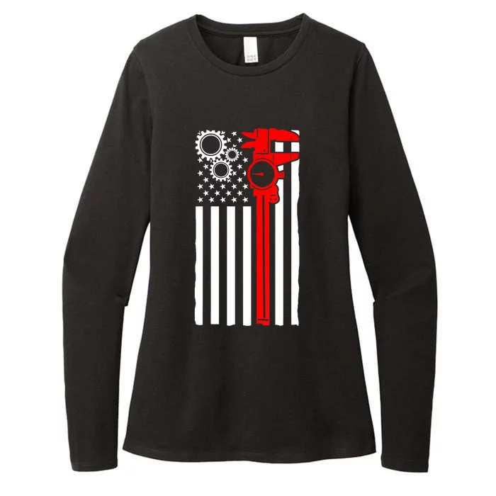 Machinist Flag Tools CNC Machine Operator Machining Womens CVC Long Sleeve Shirt