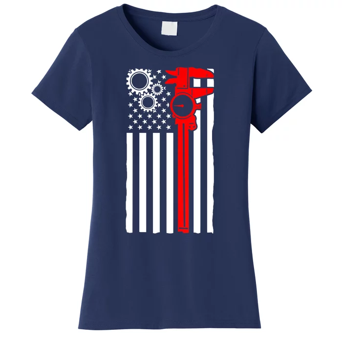 Machinist Flag Tools CNC Machine Operator Machining Women's T-Shirt