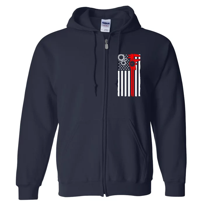 Machinist Flag Tools CNC Machine Operator Machining Full Zip Hoodie