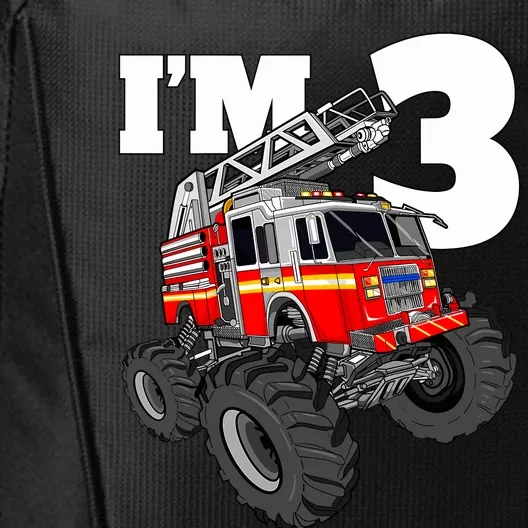 Monster Fire Truck 3rd Birthday Boy 3 Firefighter City Backpack