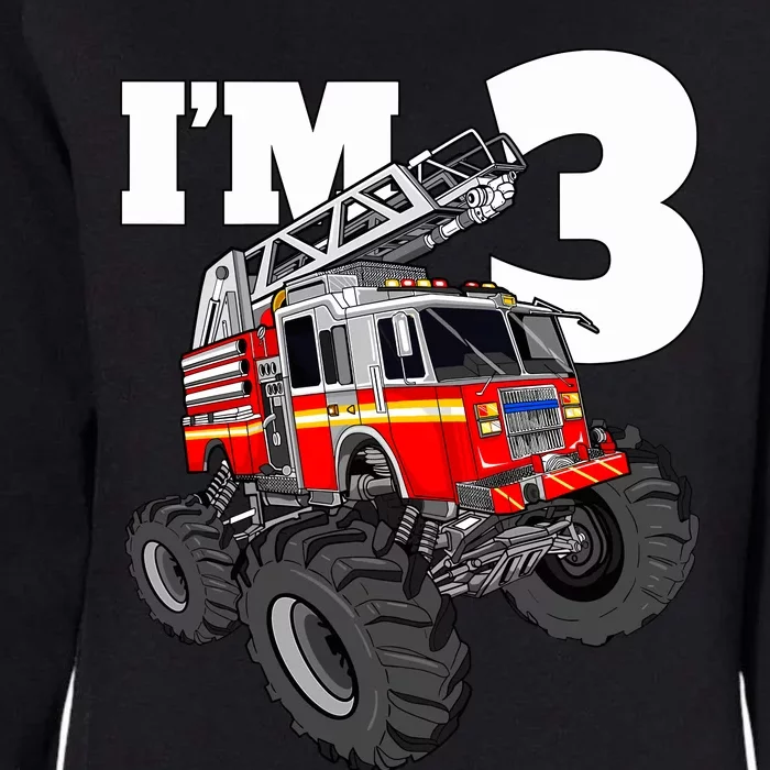 Monster Fire Truck 3rd Birthday Boy 3 Firefighter Womens California Wash Sweatshirt