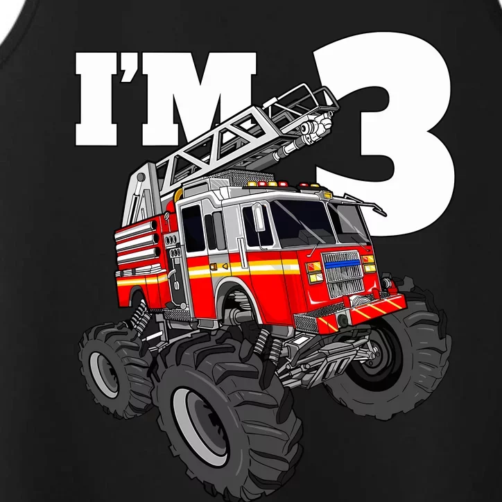 Monster Fire Truck 3rd Birthday Boy 3 Firefighter Performance Tank