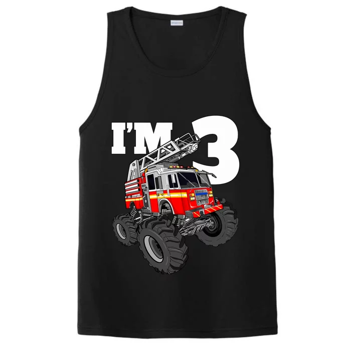 Monster Fire Truck 3rd Birthday Boy 3 Firefighter Performance Tank