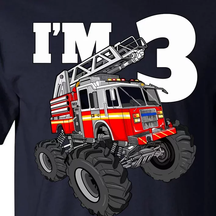 Monster Fire Truck 3rd Birthday Boy 3 Firefighter Tall T-Shirt