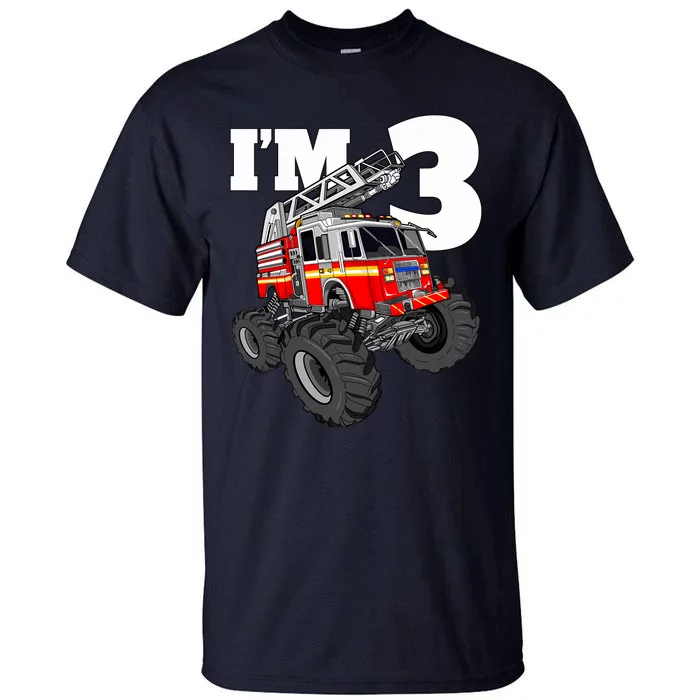 Monster Fire Truck 3rd Birthday Boy 3 Firefighter Tall T-Shirt