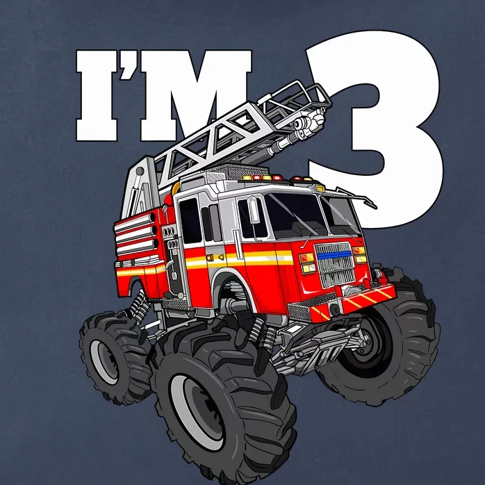 Monster Fire Truck 3rd Birthday Boy 3 Firefighter Zip Tote Bag