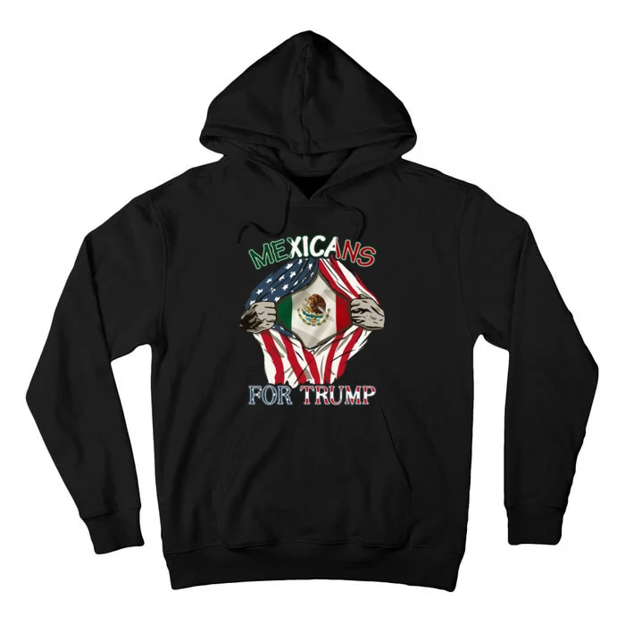 Mexicans For Trump 2024 Mexico Usa Friendship Flag Tall Hoodie