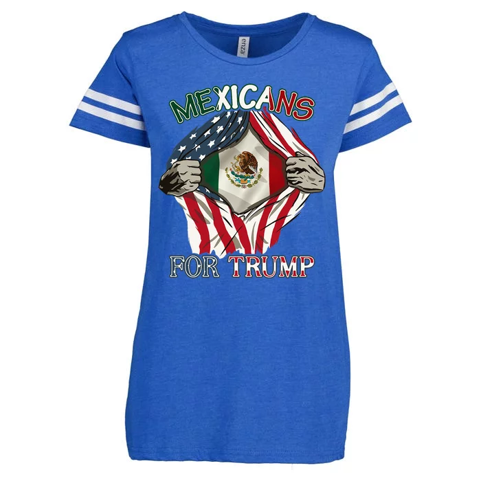 Mexicans For Trump 2024 Mexico Usa Friendship Flag Enza Ladies Jersey Football T-Shirt