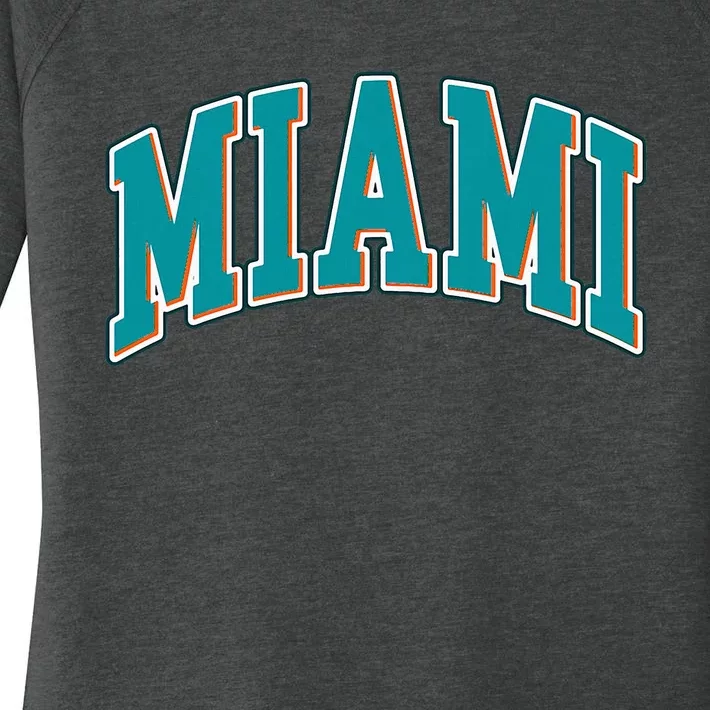 Miami Florida Throwback Design Print Classic Women's Perfect Tri Tunic Long Sleeve Shirt