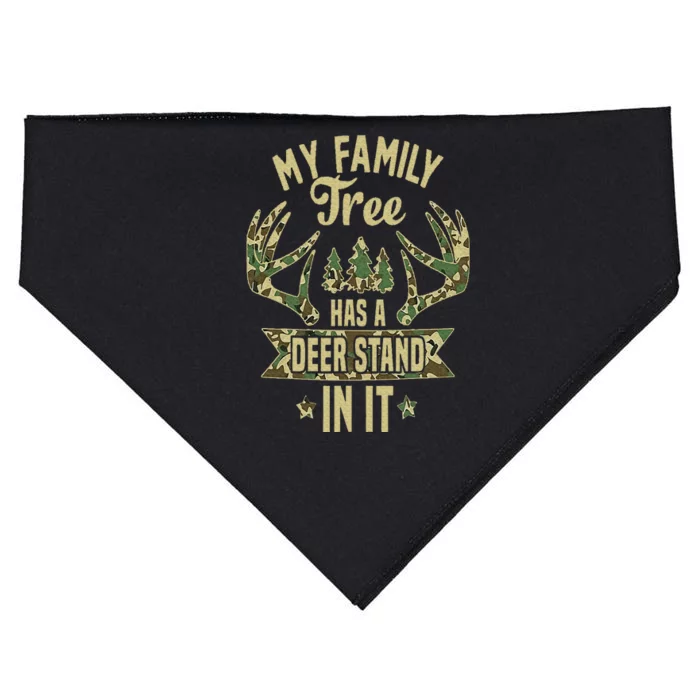 My Family Tree Has A Deer Stand In It Camo Hunting Vintage USA-Made Doggie Bandana