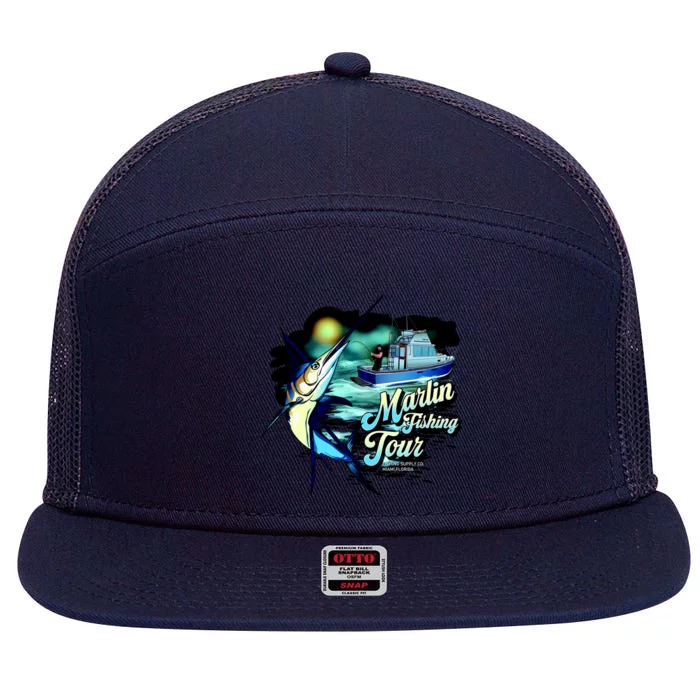 Marlin Fishing Tour 7 Panel Mesh Trucker Snapback Hat