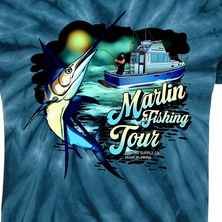 Marlin Fishing Tour Kids Tie-Dye T-Shirt