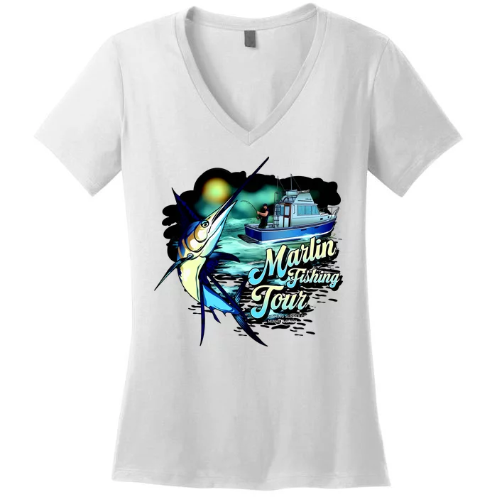 Marlin Fishing Tour Women's V-Neck T-Shirt