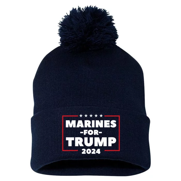 Marines For Trump 2024 Pom Pom 12in Knit Beanie