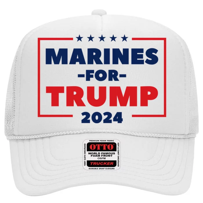 Marines For Trump 2024 High Crown Mesh Trucker Hat