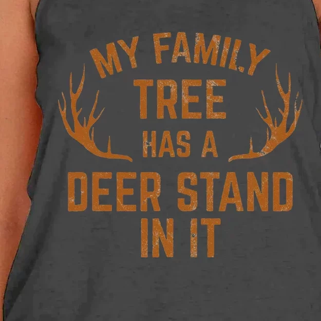 My Family Tree Has A Deer Stand In It Hunting Women's Knotted Racerback Tank