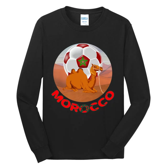 Morocco Fans Team Football, Flag And Border, Maroc, Maghrib Premium Tall Long Sleeve T-Shirt