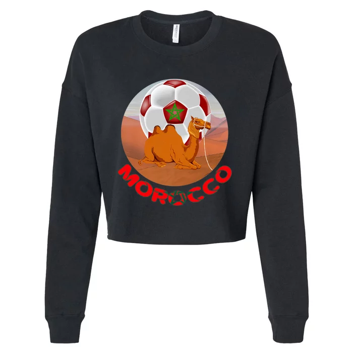 Morocco Fans Team Football, Flag And Border, Maroc, Maghrib Premium Cropped Pullover Crew