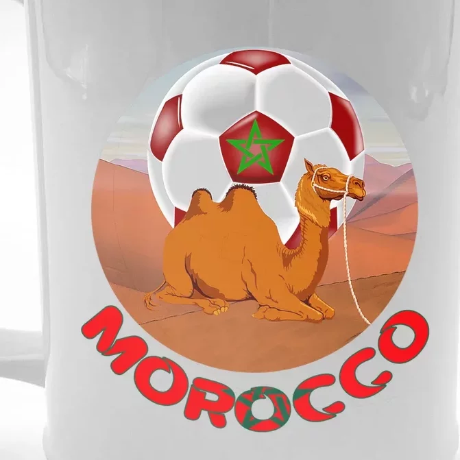 Morocco Fans Team Football, Flag And Border, Maroc, Maghrib Premium Front & Back Beer Stein