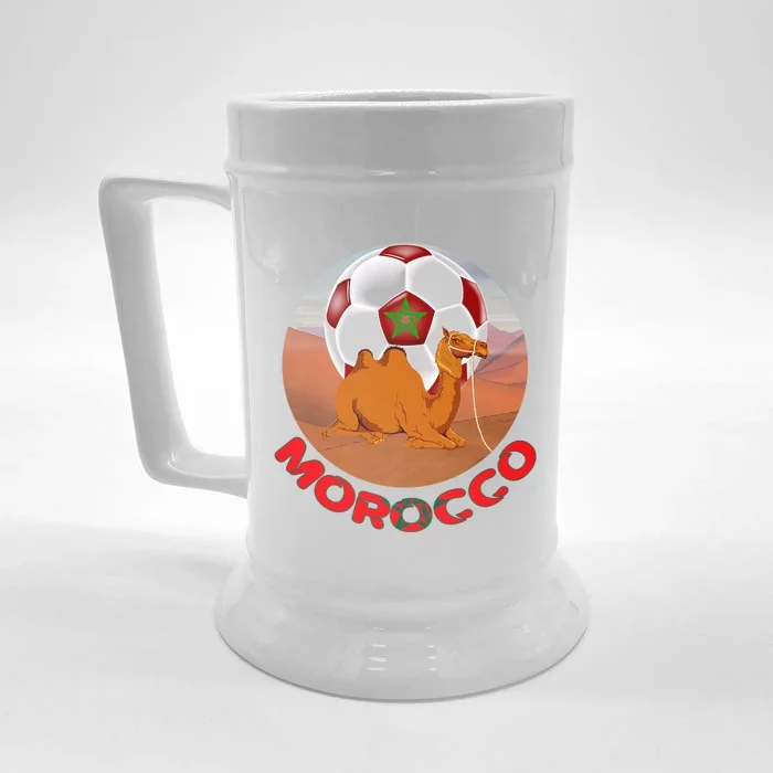 Morocco Fans Team Football, Flag And Border, Maroc, Maghrib Premium Front & Back Beer Stein