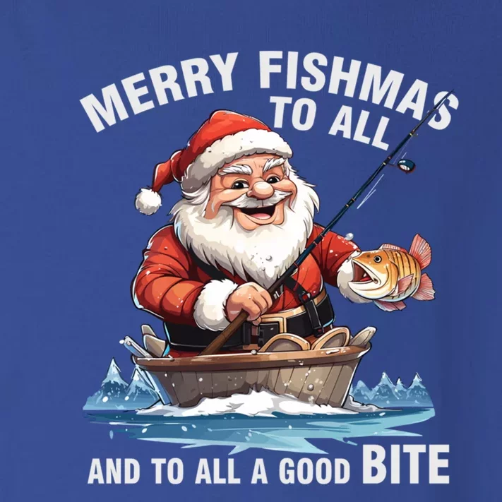 Merry Fishmas To All And A Good Bite Santa Fishing Christmas Great Gift Toddler Long Sleeve Shirt