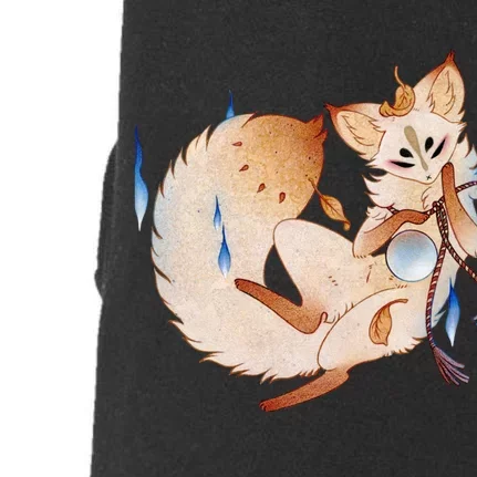 Mischievous Fox Teakitsune Yokai Kitsune Doggie 3-End Fleece Hoodie