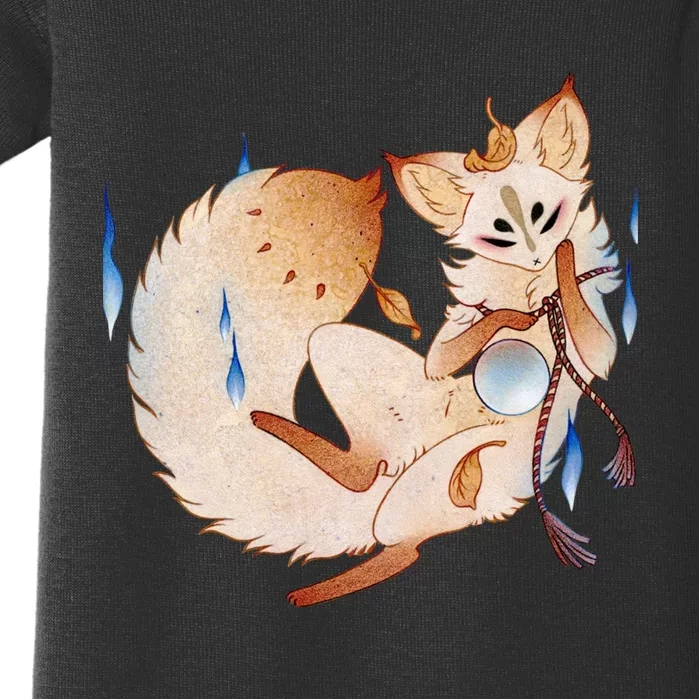 Mischievous Fox Teakitsune Yokai Kitsune Baby Bodysuit