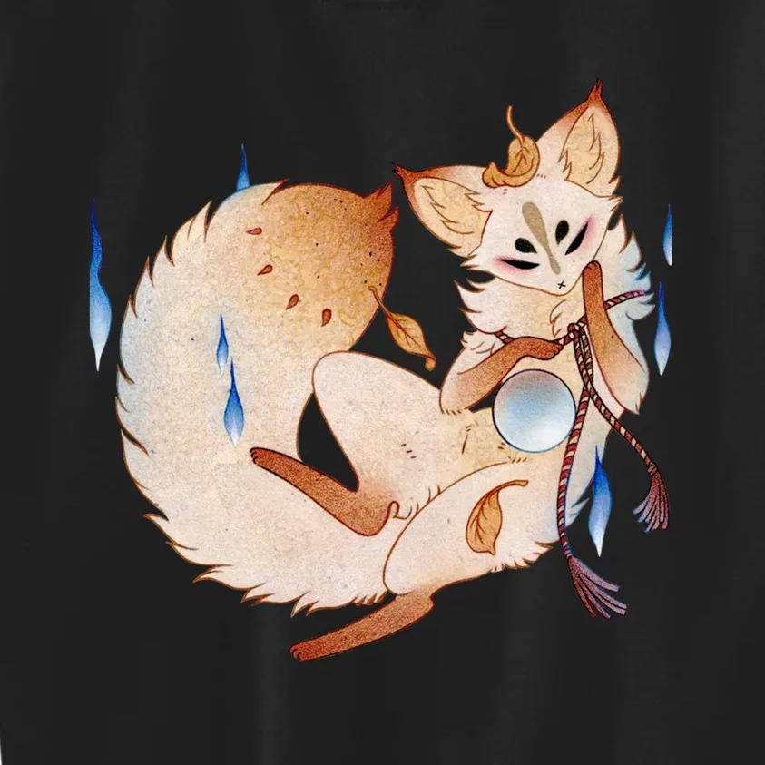 Mischievous Fox Teakitsune Yokai Kitsune Kids Sweatshirt